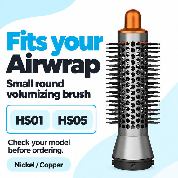 Kleine runde Volumenbürste für Dyson Airwrap HS01, HS05, Nickel / Copper