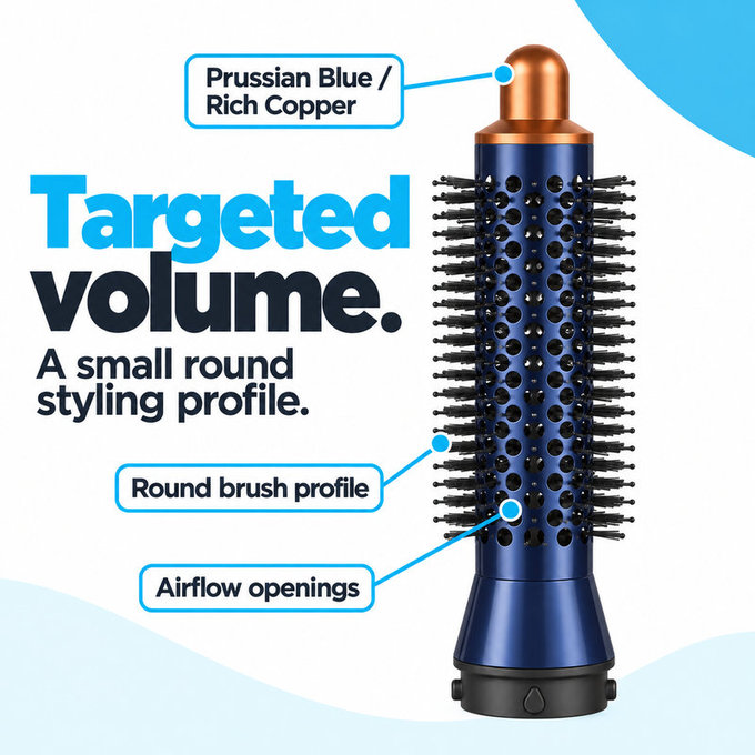 Kleine runde Volumenbürste für Dyson Airwrap HS01, HS05, Prussian Blue / Rich Copper