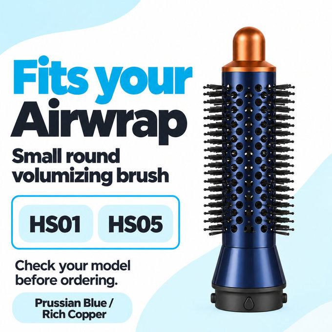 Kleine runde Volumenbürste für Dyson Airwrap HS01, HS05, Prussian Blue / Rich Copper