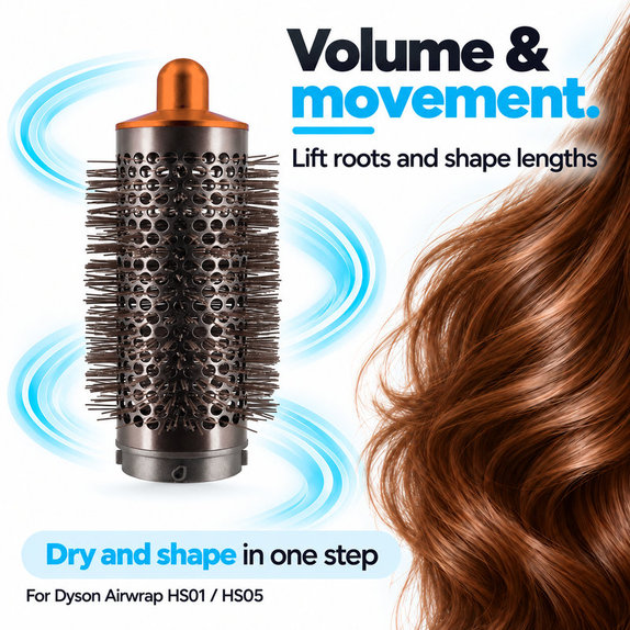 Mittlere runde Volumenbürste für Dyson Airwrap HS01, HS05, Nickel / Copper