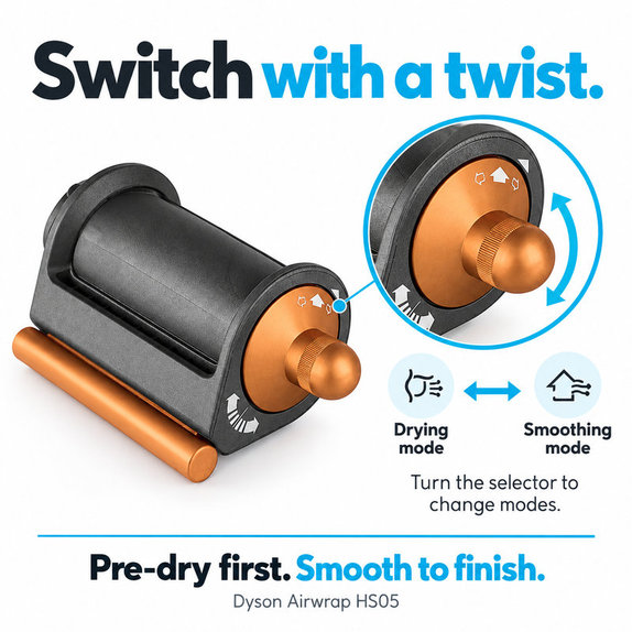 Coanda Glättungs- und Trocknungsaufsatz für Dyson Airwrap HS05, Nickel / Copper