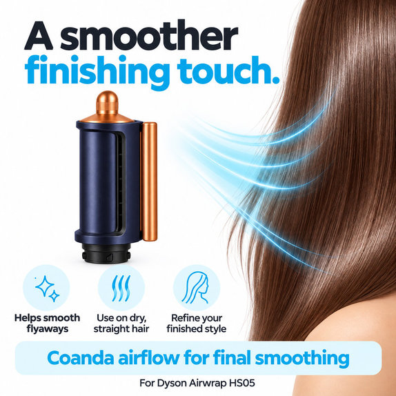 Coanda Glättungs- und Trocknungsaufsatz für Dyson Airwrap HS05, Prussian Blue / Rich Copper