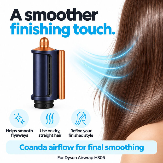 Coanda Glättungs- und Trocknungsaufsatz für Dyson Airwrap HS05, Prussian Blue / Rich Copper