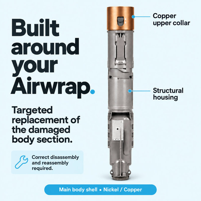 Hauptgehäuse für Dyson Airwrap HS01, HS05, Nickel / Copper