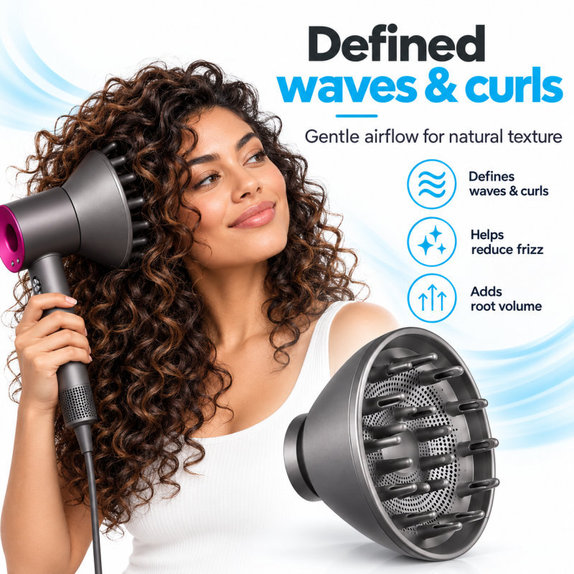 Diffusor für Dyson Supersonic HD01, HD03, HD07, HD15, HD16, Black / Nickel