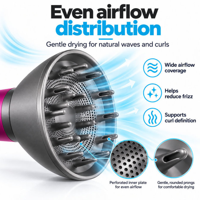 Diffusor für Dyson Supersonic HD01, HD03, HD07, HD15, HD16, Black / Nickel