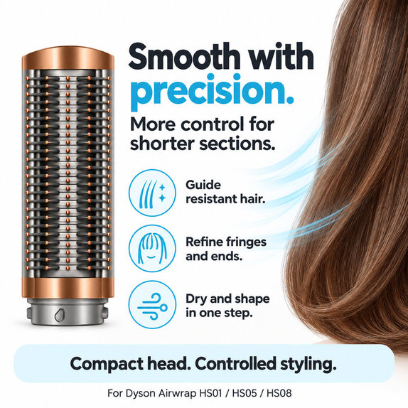 Kleine feste Smoothing-Bürste für Dyson Airwrap HS01, HS05, HS08, Nickel / Copper