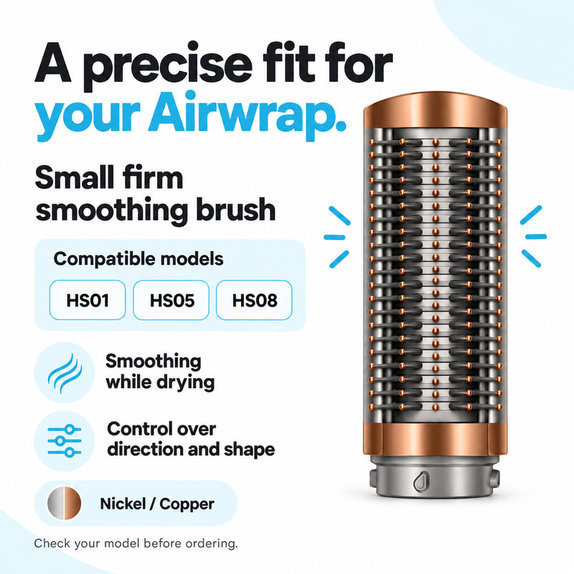 Kleine feste Smoothing-Bürste für Dyson Airwrap HS01, HS05, HS08, Nickel / Copper