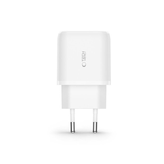 Netzladegerät C20W 2-PORT PD 20W / QC3.0 + USB-C Cable, weiß, Tech-Protect