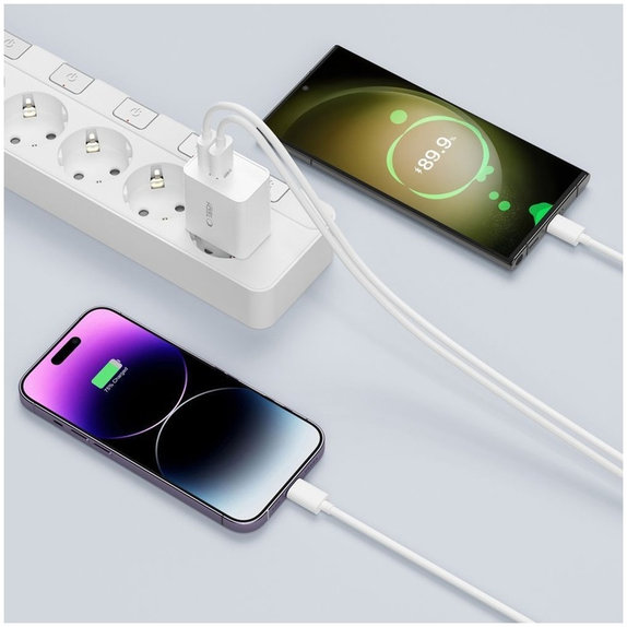 Netzladegerät C35W 2-PORT PD 35W + USB-C Cable, weiß, Tech-Protect