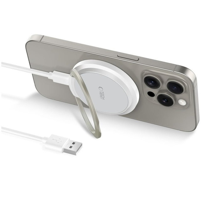 Kabelloses Ladegerät QI15W-A33 Magnetic MagSafe, weiß, Tech-Protect