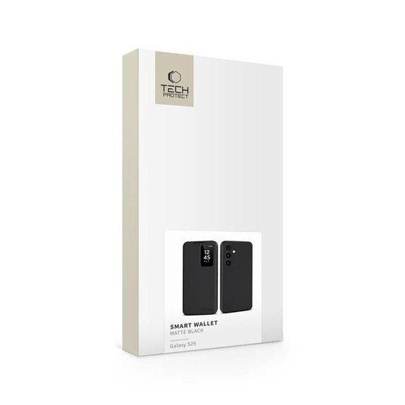 Hülle Smart Wallet für Samsung S25, Matte Black, Tech-Protect