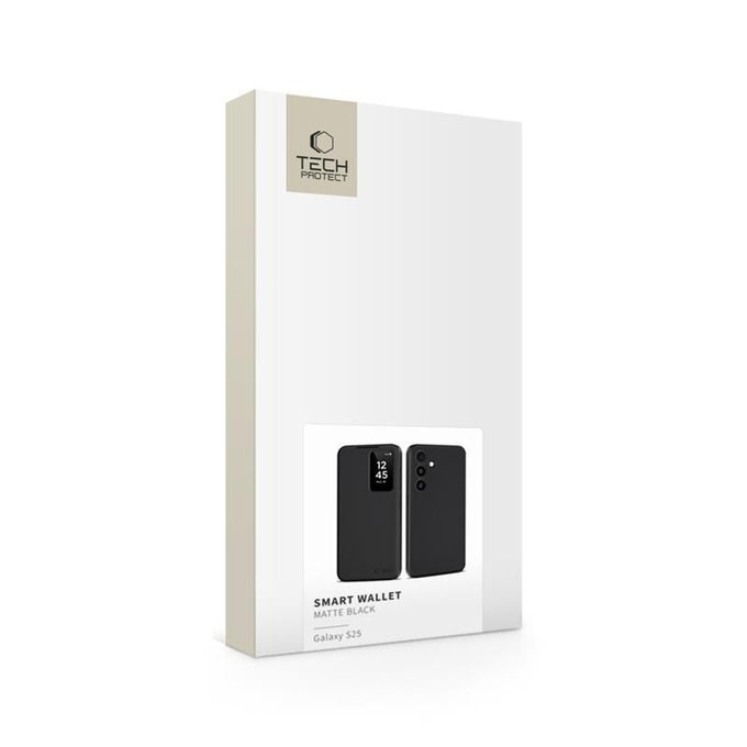 Hülle Smart Wallet für Samsung S25, Matte Black, Tech-Protect