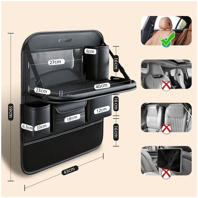 Rücksitz-Organizer UCA100, schwarz, Tech-Protect