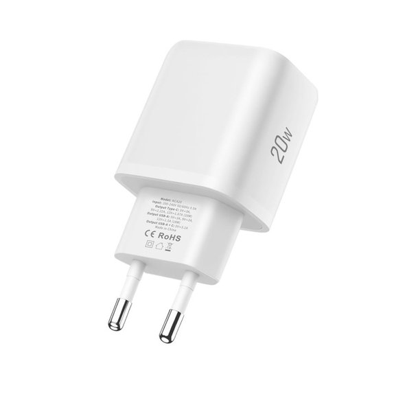 Netzladegerät NCA20 2-PORT PD 20W / QC3.0 + Lightning Cable, weiß, Tech-Protect