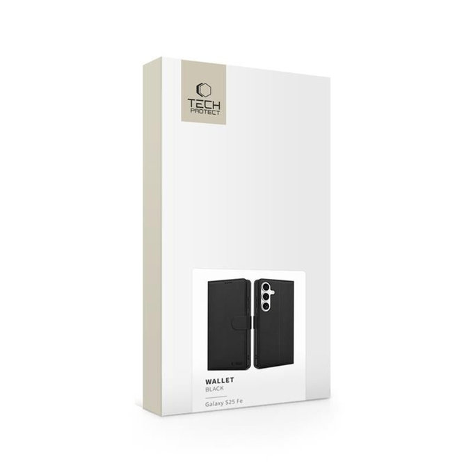 Hülle Wallet für Samsung S25 FE, schwarz, Tech-Protect