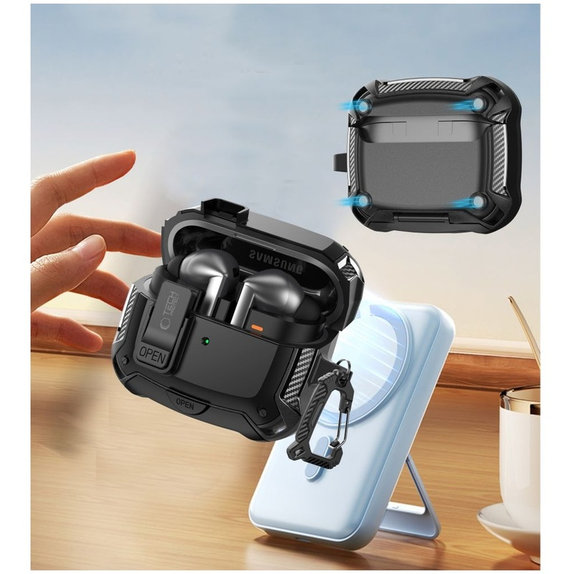 Kopfhörer-Hülle Carbonox MagSafe für Samsung Buds 3 / 3 FE / 3 Pro, schwarz, Tech-Protect