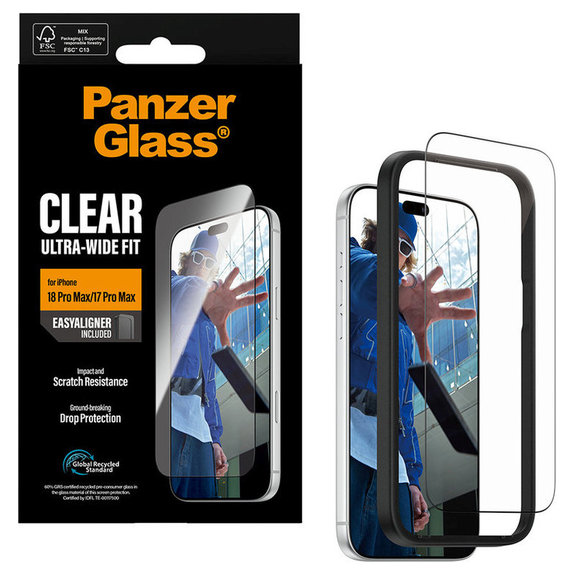 Schutzglas UWF mit Applikator für iPhone 18 Pro Max/17 Pro Max, Schwarz, PanzerGlass
