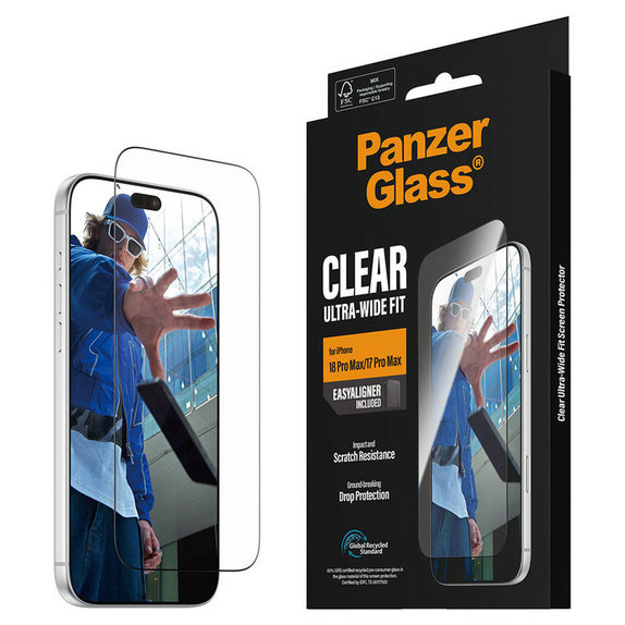 Schutzglas UWF mit Applikator für iPhone 18 Pro Max/17 Pro Max, Schwarz, PanzerGlass