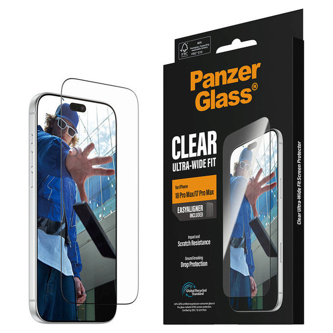 Schutzglas UWF mit Applikator für iPhone 18 Pro Max/17 Pro Max, Schwarz, PanzerGlass