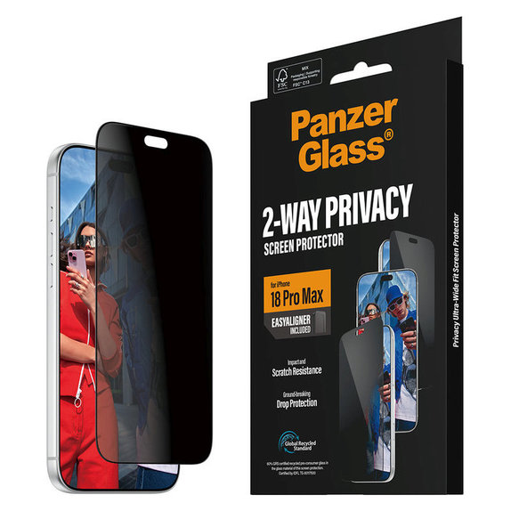 Schutzglas UWF 2-Way Privacy mit Applikator für iPhone 18 Pro Max, Schwarz, PanzerGlass