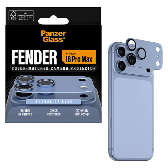 Fender Kameraobjektivschutz für iPhone 18 Pro Max, Italian Blue, PanzerGlass