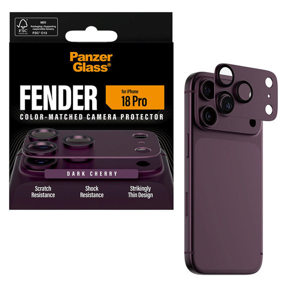 Fender Kameraobjektivschutz für iPhone 18 Pro, Dark Cherry, PanzerGlass