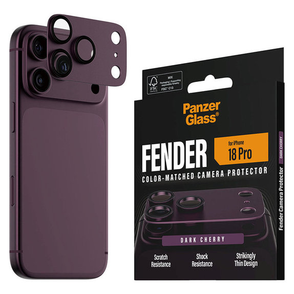 Fender Kameraobjektivschutz für iPhone 18 Pro, Dark Cherry, PanzerGlass