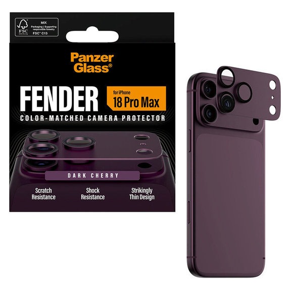 Fender Kameraobjektivschutz für iPhone 18 Pro Max, Dark Cherry, PanzerGlass