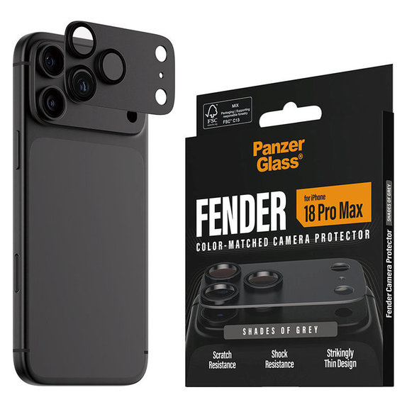 Fender Kameraobjektivschutz für iPhone 18 Pro Max, Shades of Grey, PanzerGlass