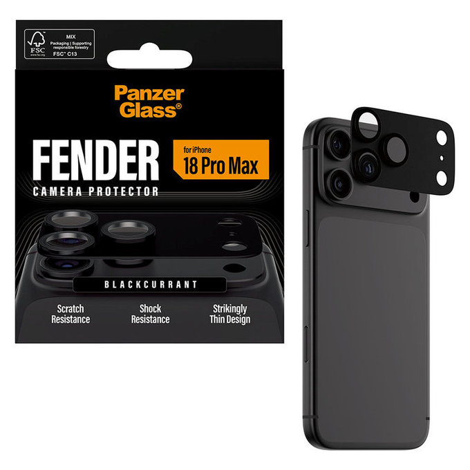 Fender Kameraobjektivschutz für iPhone 18 Pro Max, Black Currant Currant, PanzerGlass