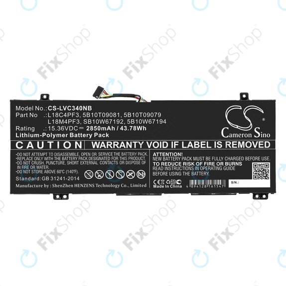 Akku batterie für Lenovo Ideapad C340, Ideapad Flex, 2850mAh, Li-Pol, 15.36V, L18C4PF3, HQ