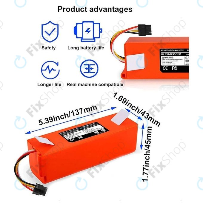 Xiaomi Roborock-series, Mi Robot Vacuum Mop 1S, Xiaowa-series - Akku Batterie BRR-2P4S-5200 Li-Ion 5200mAh
