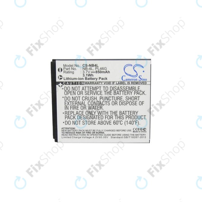 Canon Ixus, IXY, i7 Zoom, L3, L4, Legria Mini, PowerShot, TX1 - Akku Batterie NB-4L Li-Ion 850mAh HQ