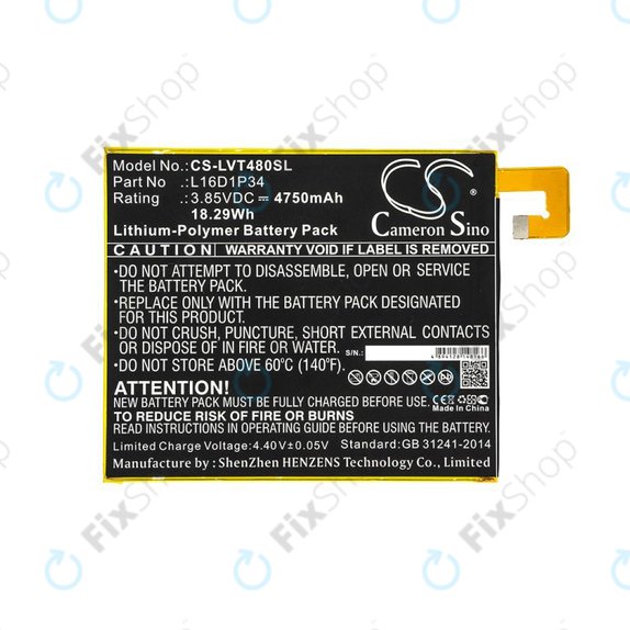 Akku batterie für Lenovo Tab4 8, 4750mAh, Li-Pol, 3.85V, L16D1P34, HQ