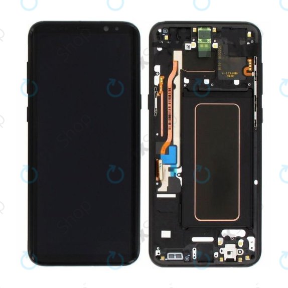 Samsung Galaxy S8 Plus G955F - LCD Display + Touchscreen Front Glas + Rahmen (Midnight Black) - GH97-20470A, GH97-20564A, GH97-20565A Genuine Service Pack