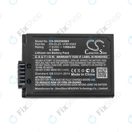 Akku batterie für Nikon Z50, Z50 ZFC, Z30, Z FC, 1280mAh, Li-Ion, 7.6V, EN-EL25, HQ