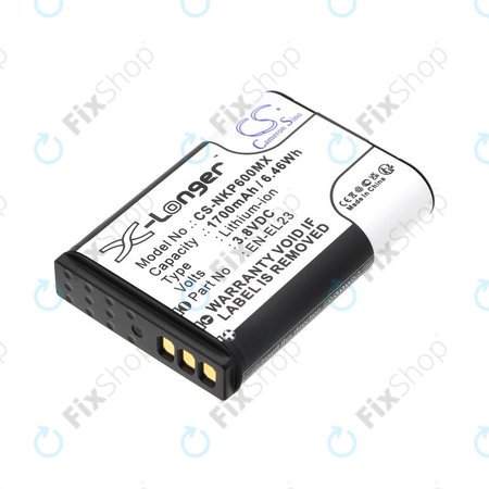 Akku batterie für Nikon Coolpix, 1700mAh, Li-Ion, 3.8V, EN-EL23, HQ