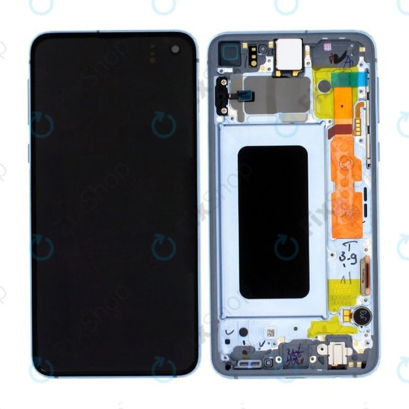 Samsung Galaxy S10e G970F - LCD Display + Touchscreen Front Glas + Rahmen (Prism Blue) - GH82-18852C, GH82-18836C Genuine Service Pack