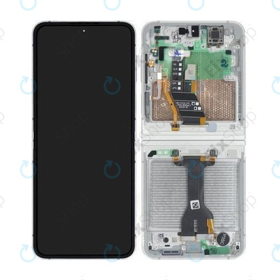 Samsung Galaxy Z Flip 7 FE F761B - LCD Display + Touchscreen Front Glas + Rahmen (White) - GH82-37734B Genuine Service Pack