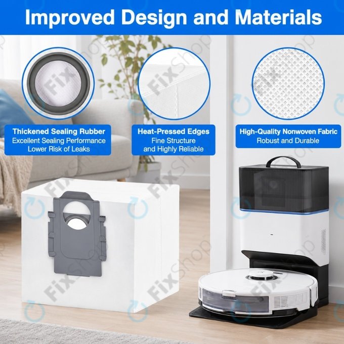 Ersatzteilset für Xiaomi Roborock Q7+, Q7 Max, Q7 Max+ (1x Hauptbürste, 2x Filter, 2x Seitenbürste – weiß, 2x Wischtuch, 2x Staubbeutel)
