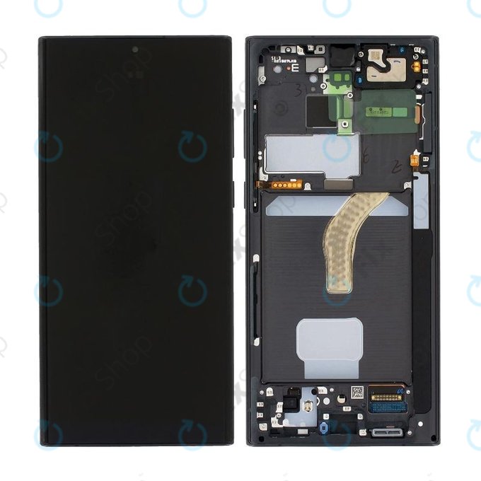 Samsung Galaxy S22 Ultra S908B - LCD Display + Touchscreen Front Glas + Rahmen (Phantom Black) OLED