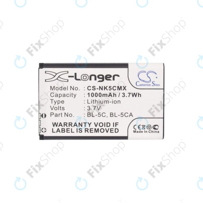 Nokia 1000, 2000, 3000, 6000, 7000, C, N, X-series, Asha 230, MD-12 - Akku Batterie BL-5C, BL-5CA 1000mAh HQ