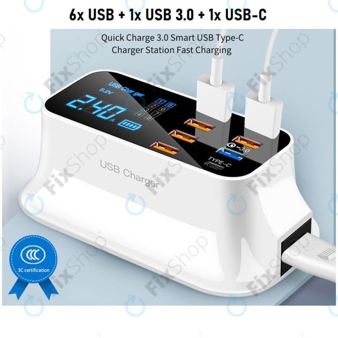 Asometech Modell E - USB-Service-Ladestation mit USB 3.0 und USB-C