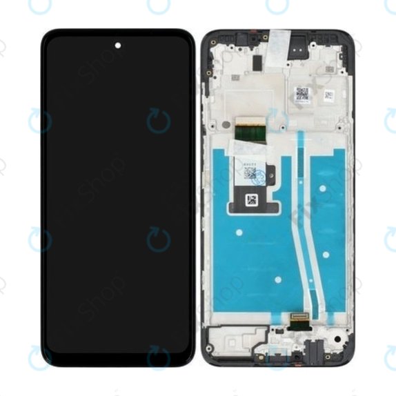 Motorola Moto G53 5G - LCD Display + Touchscreen Front Glas + Rahmen (Black) - 5D68C22150 Genuine Service Pack