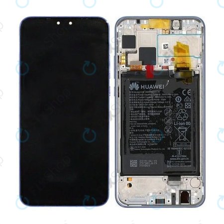 Huawei Y9 (2019) - LCD Display + Touchscreen front Glas + Rahmen + Akku Batterie (Aurora Purple) - 02352FDU