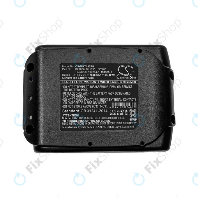 Makita 18V - Akku Batterie BL1830, BL1835, LXT400,194205-3, 194204-5, 194309-1 Li-Ion 18.0V 7500mAh HQ
