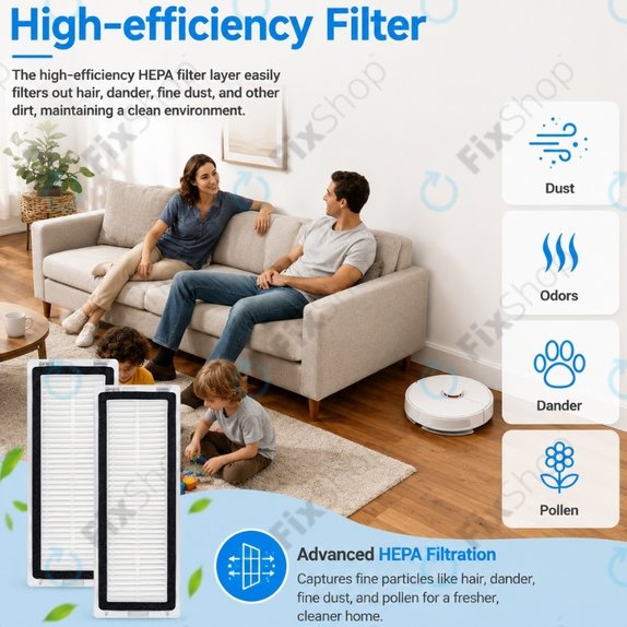 Ersatzteilset für Xiaomi Dreame D9 Max Gen2, D10s, D10s Pro (1x Hauptbürste, 2x Filter, 2x Seitenbürste – schwarz)
