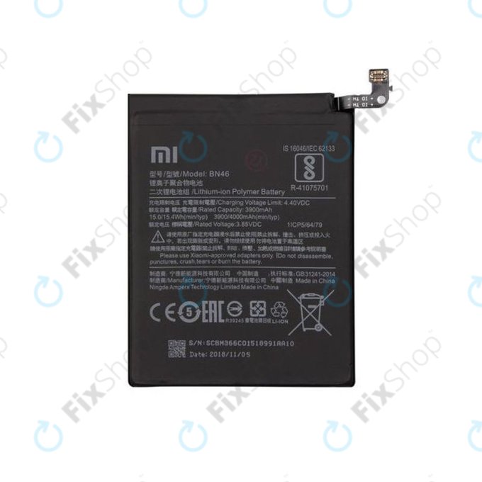 Xiaomi Redmi Note 8T, Redmi Note 6 Pro, Redmi 7, Redmi 8A - Akku Batterie BN46 4000mAh - 46BN46A090H8 Genuine Service Pack
