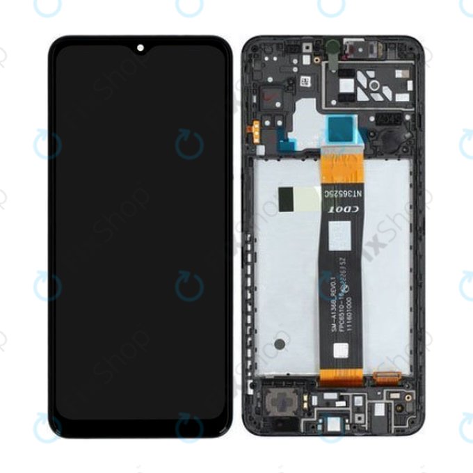 Samsung Galaxy A04S A047F - LCD Display + Touchscreen Front Glas + Rahmen (Black) - GH82-29805A, GH82-29806A Genuine Service Pack